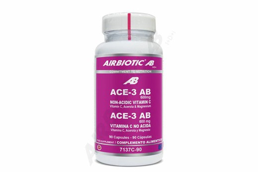 ACE-3 600 MG (600 mg de vitamine C non acide, magnésium et acérola) -90 gélules