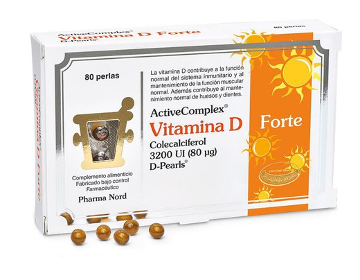 Pharma Nord Vitamina D forte 3200 u.i. 80 perlas. Activecomplex