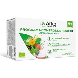 Arkopharma Programme Contrôle du Poids Bio 30 ampoules. Ultra concentré.