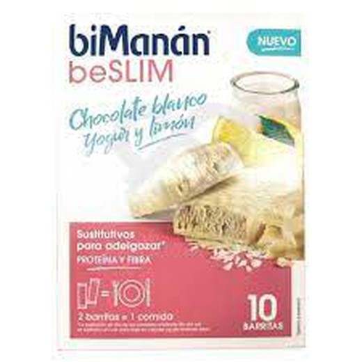 Bimanan beslim Xocolata blanca, iogurt i llimona 10 barretes.