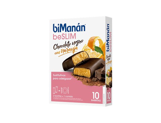Bimanán Beslim Barritas Chocolate Negro y Naranja 10 Unidades