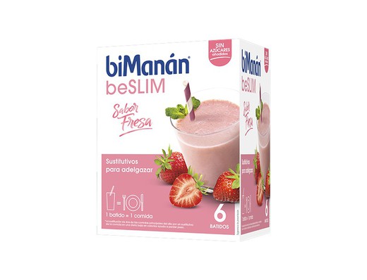 Batido Bimanan Beslim com sabor a morango 6 batidos