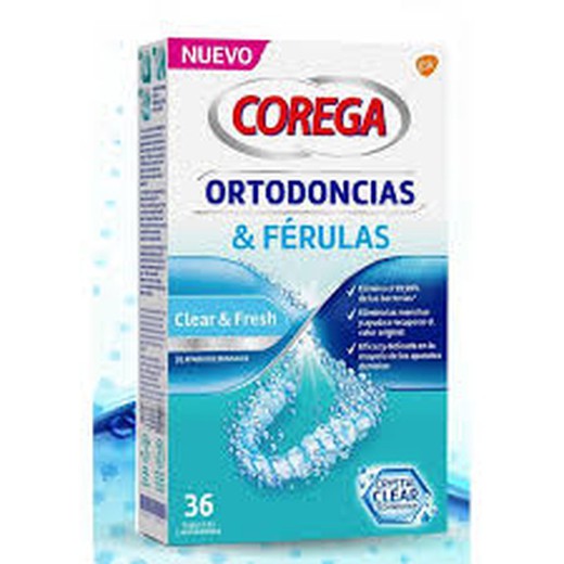 Corega Ortodoncia y Férulas 36 tabletas. Limpieza diaria