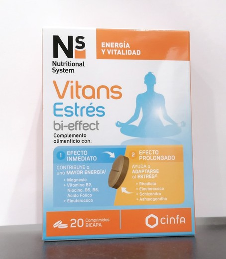 NS Vitans Stress bi-effet 20 comprimés. Avec Rhodiola et Eleutherococcus