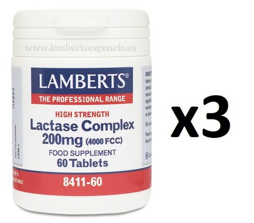 Pack 3 Lactasa Lactase Complex 350 mg 60 Tabletas Lamberts