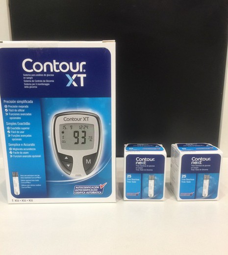 Glucometer pack + tiras de teste 25 + 25