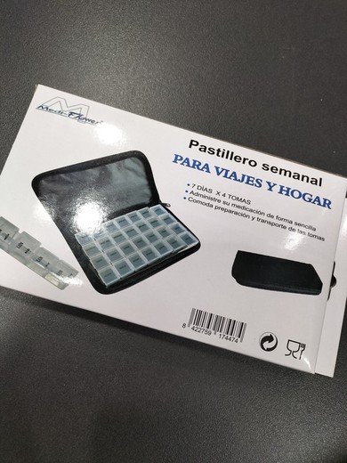 Pastillero semanal con estuche pequeño 4 tomas