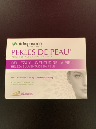 Perlas de piel.  Perles de peau. Acido hialuronico. 30 cápsulas