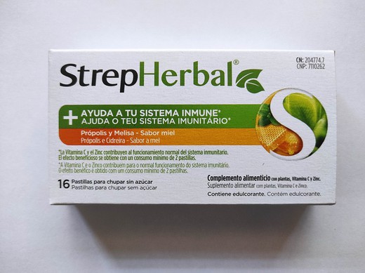 Strep herbal 16 pastillas para chupar.Con Própolis y melisa