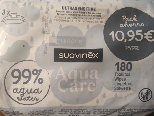 Toallitas Suavinex 180 unidades. Primer dia