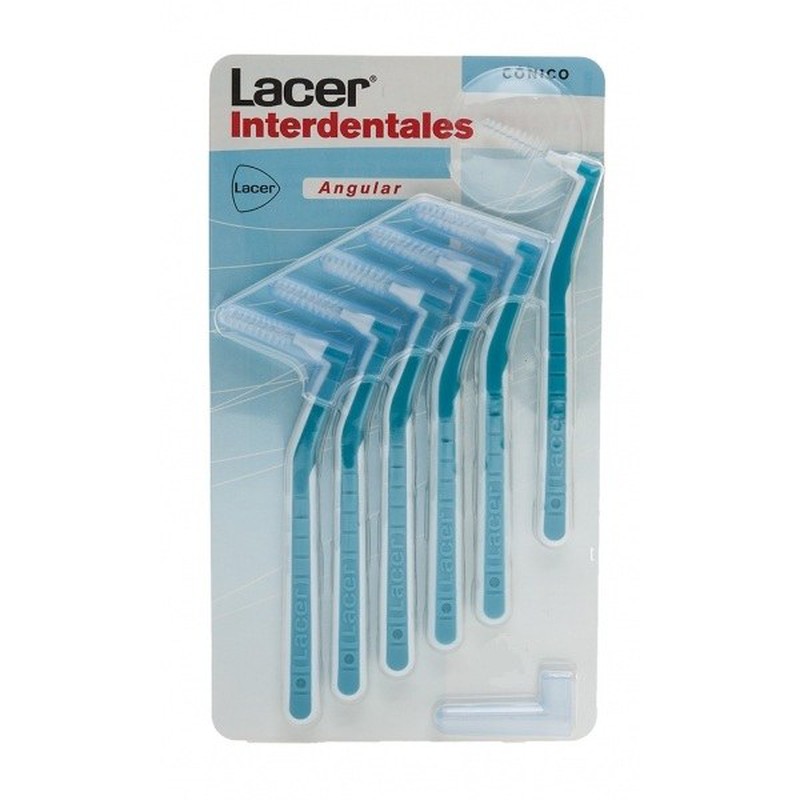 Interesante Palmadita blanco lechoso Cepillo Interdental Angular Cónico Lacer 6 unidades 0.8 mm — Farmacia  Castellanos